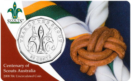 2008 Australia 50 Cents (Scouts) in card
